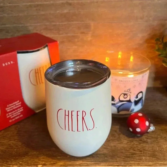 NEW 2 (Two) Rae Dunn - Insulated Stainless Steel Stemless Wine Glasses - CHEERS - Picture 14 of 15